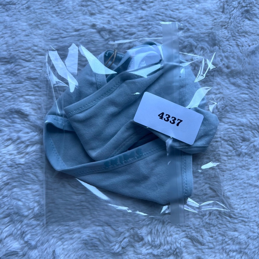 SKIMS Cotton Logo String Thong Frost Blue PN-THG-2642 Womens Size 4X New - Picture 12 of 12